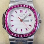 Patek Philippe Nautilus 5711 Red Diamond White Dial Watch PPF Custom