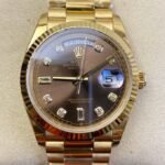 Rolex Day Date M128238-0022 Brown Dial Ladies Gold Watch Size 36mm EW Factory
