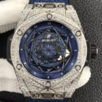 Hublot Big Bang Full Diamond Blue Dial Watch WWF Factory
