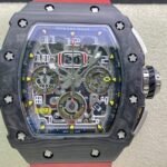 Richard Mille RM011-03 Carbon Fiber Case With Red Rubber Strap Watch KV Factory