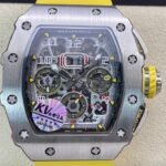 Richard Mille RM011-03 Titanium Shell Yellow Rubber Strap Watch KV Factory