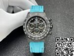 DIW Custom Rolex Daytona Carbon Fiber Case Light Blue Watch - Image 4