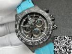 DIW Custom Rolex Daytona Carbon Fiber Case Light Blue Watch - Image 2