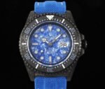 DIW Custom Rolex Sea-Dweller Carbon Fiber Case Blue Bial Watch