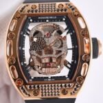 CN Richard Mille RM052 Rose Gold Black Diamond Case Watch
