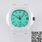 AET Custom Patek Philippe Nautilus Leather Strap​ Green Dial White Ceramic Watch - Image 2