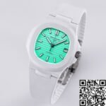 AET Custom Patek Philippe Nautilus Leather Strap​ Green Dial White Ceramic Watch - Image 3