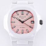 AET Custom Patek Philippe Nautilus Pink Dial White Ceramic Watch