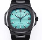 AET Custom Patek Philippe Nautilus 40MM Tiffany Blue Dial Black Ceramic Case