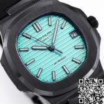 AET Custom Patek Philippe Nautilus 40MM Tiffany Blue Dial Black Ceramic Case - Image 6