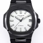 AET Custom Patek Philippe Nautilus Gradient Black Ceramic White Dial Watch