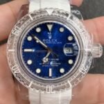 CN Custom Acrylic Clear Rolex Submariner Blue Star Dial Size 40mm Watch