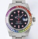 Customized Rolex Watch Submariner Date Rainbow Circle Diamond Dial